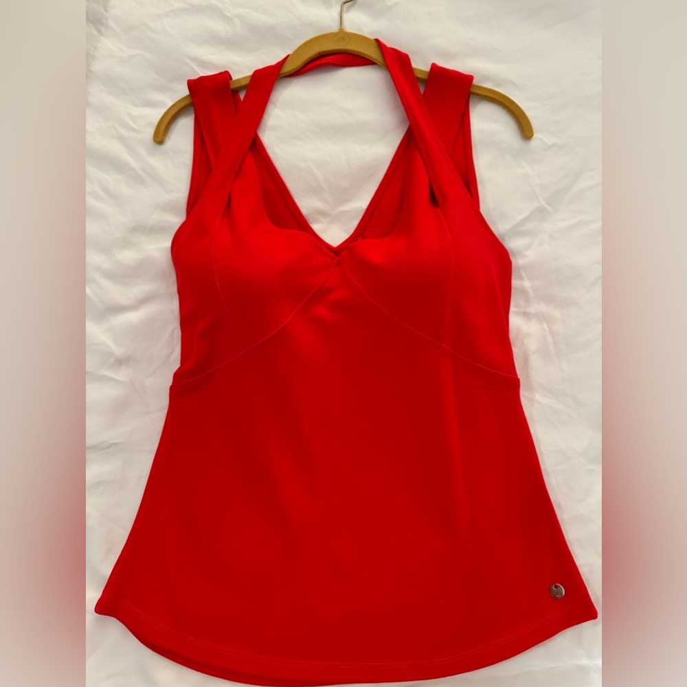 New Karen Millen Red Sleeveless V Neck Top Size 10